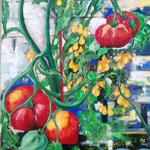 Tomates sur pied, œuvre de Delia Teo