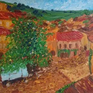 Vue de Saint Emilion, œuvre de Delia Teo